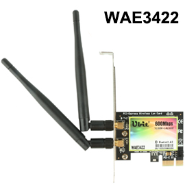 Ubit Bluetooth PCI-E 600Mbps WiFi Card with Bluetooth 4.0(WAE3422)