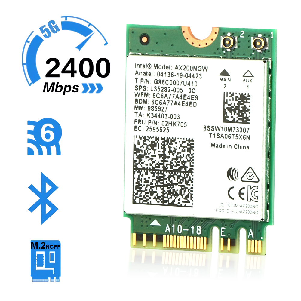 Dual Band 2.4Gbps Intel Wi-Fi AX200NGW 802.11ax / acWifi AX200 NGFF M.2 Dual