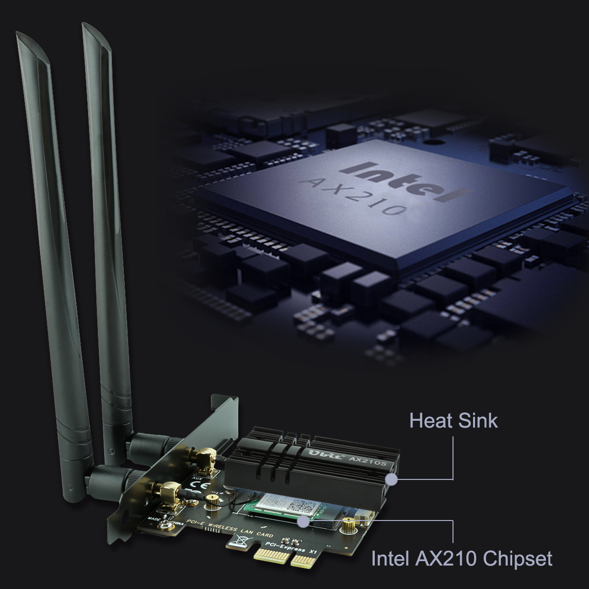 Carte WiFi 6 PCie Fenvi PCE-AX3000S - Wi-Fi 6E, AX210, 5374Mbps