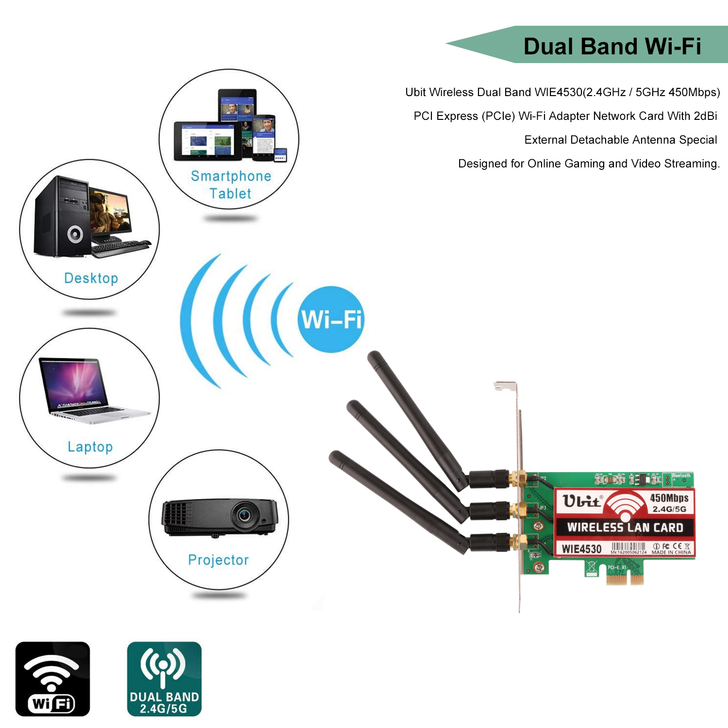 1200Mbps Mini PCIE Wifi Card Dual Band 2.4Ghz 5Ghz Wifi Bluetooth Adapter  for PC